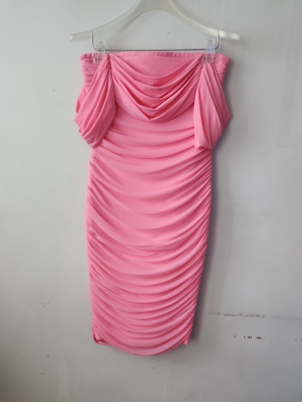 Fashion Nova Pink Ruched Off-Shoulder Midi Dress. New Without Tag - Picture 5 of 10